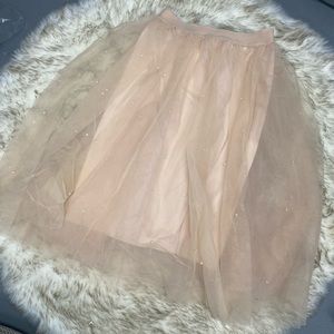 Haute Monde Pink Tulle Skirt with Pearl Beads
